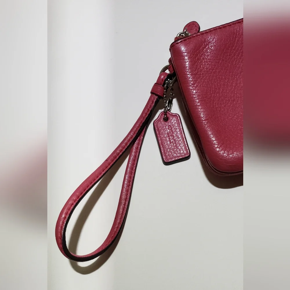 Coach Poppy Pink Zippered Wristlet - Picture 5 of 13